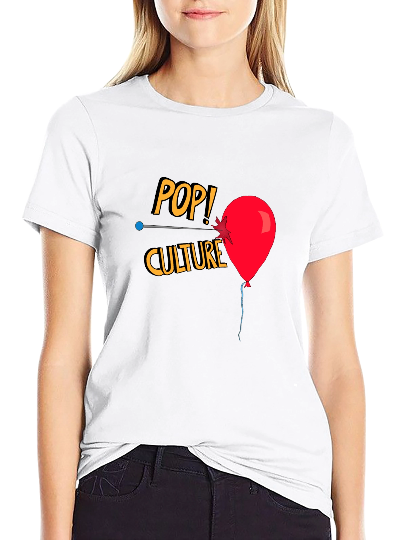 Pop Culture T-Shirt with Balloon Graphic