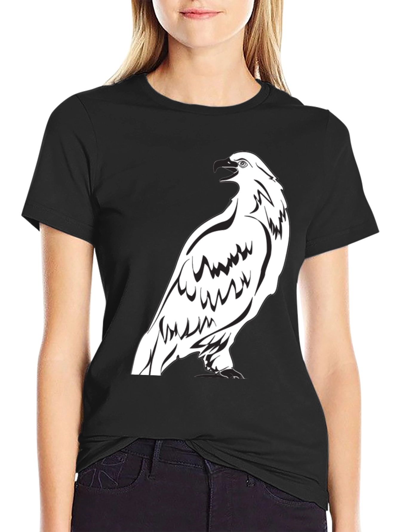 Eagle Graphic Print Crew Neck T-Shirt