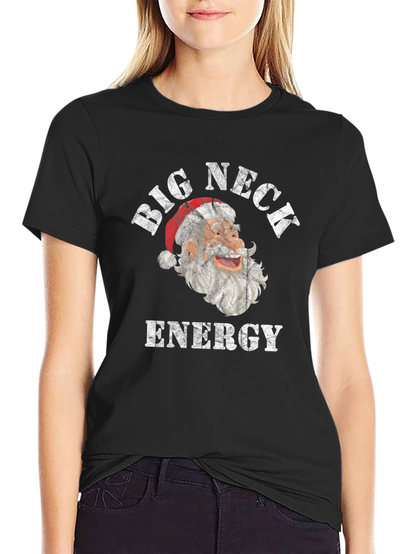 Big Neck Energy Santa Christmas Graphic Tee