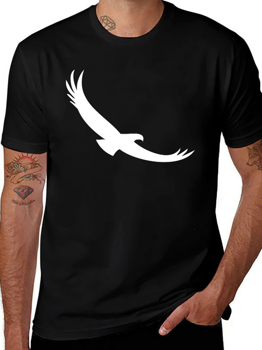 Black T-Shirt with White Eagle Graphic