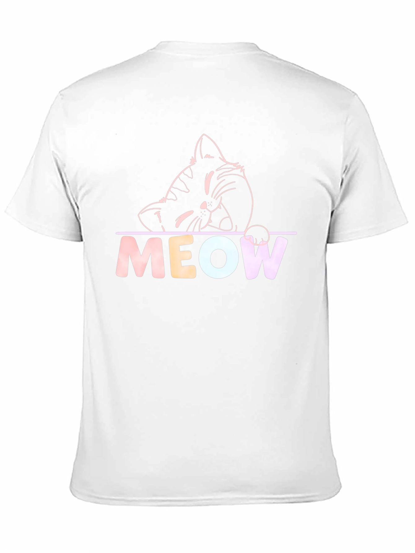 Meow Cat Graphic T-Shirt - Black Crew Neck Tee