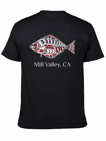 Mill Valley CA Fish Graphic Black T-Shirt