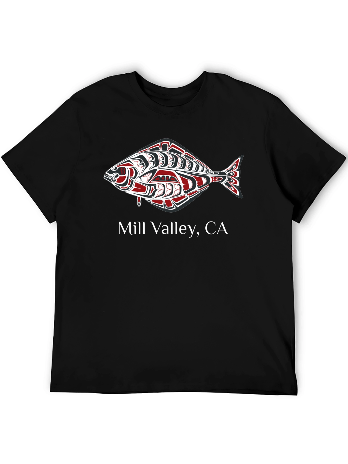 Mill Valley CA Fish Graphic Black T-Shirt
