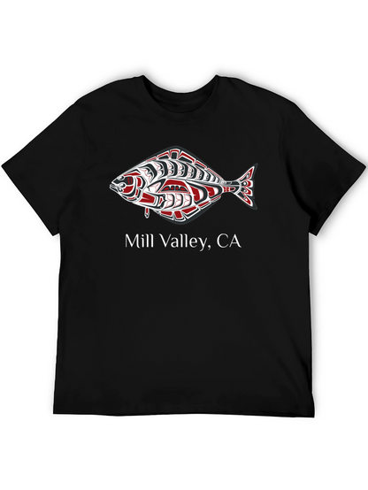 Mill Valley CA Fish Graphic Black T-Shirt