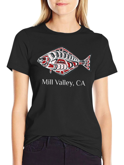 Mill Valley CA Fish Graphic Black T-Shirt