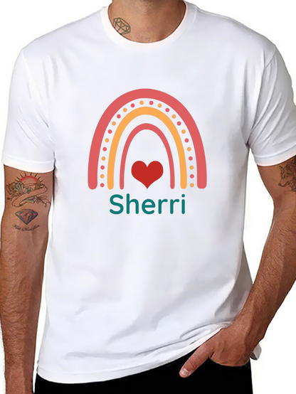 Personalized Rainbow Heart T-Shirt - Sherri Custom Name Tee