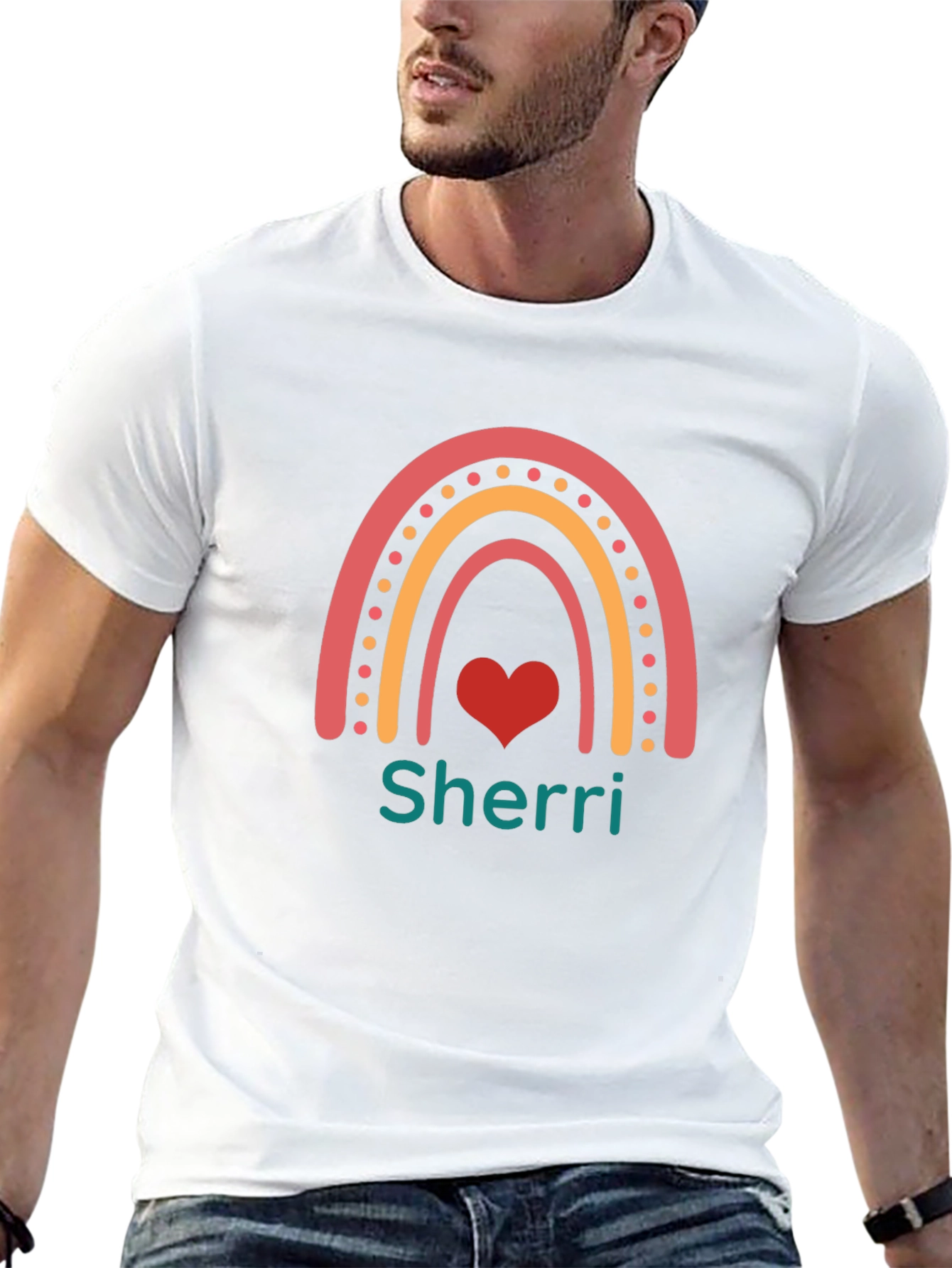 Personalized Rainbow Heart T-Shirt - Sherri Custom Name Tee