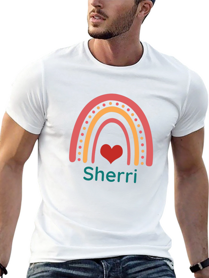 Personalized Rainbow Heart T-Shirt - Sherri Custom Name Tee