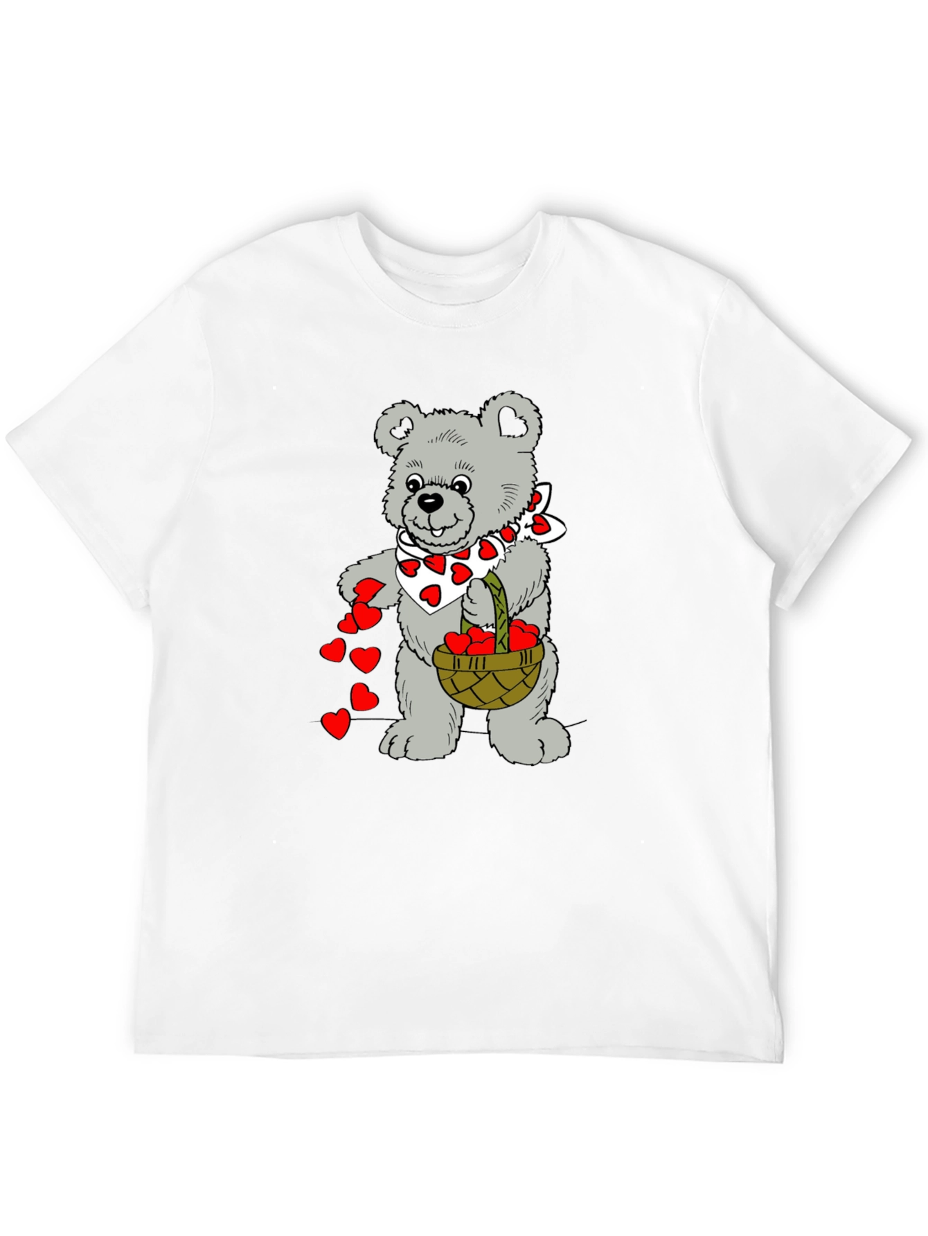 Teddy Bear Hearts Graphic T-Shirt - Black