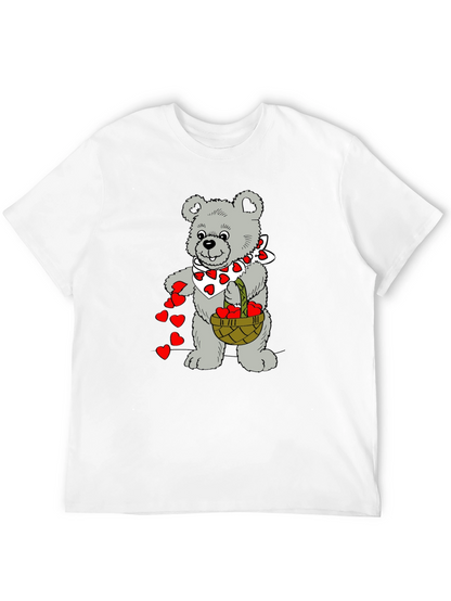 Teddy Bear Hearts Graphic T-Shirt - Black