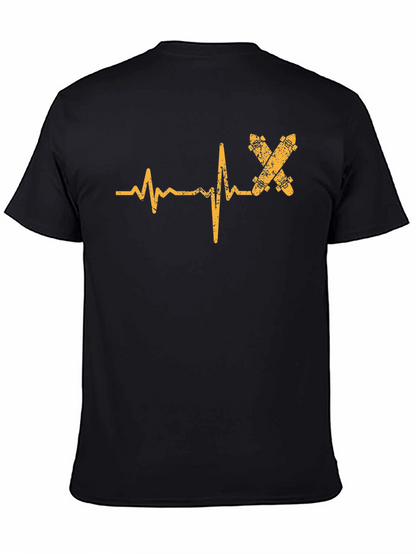 Skateboard Heartbeat T-Shirt - Black