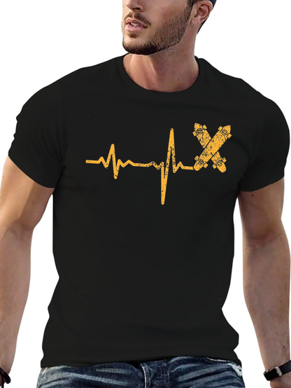 Skateboard Heartbeat T-Shirt - Black