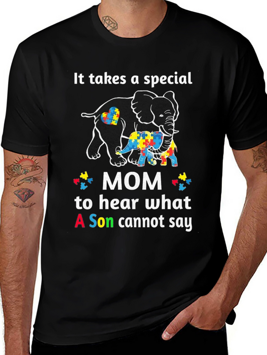 Autism Awareness Mom Elephant T-Shirt
