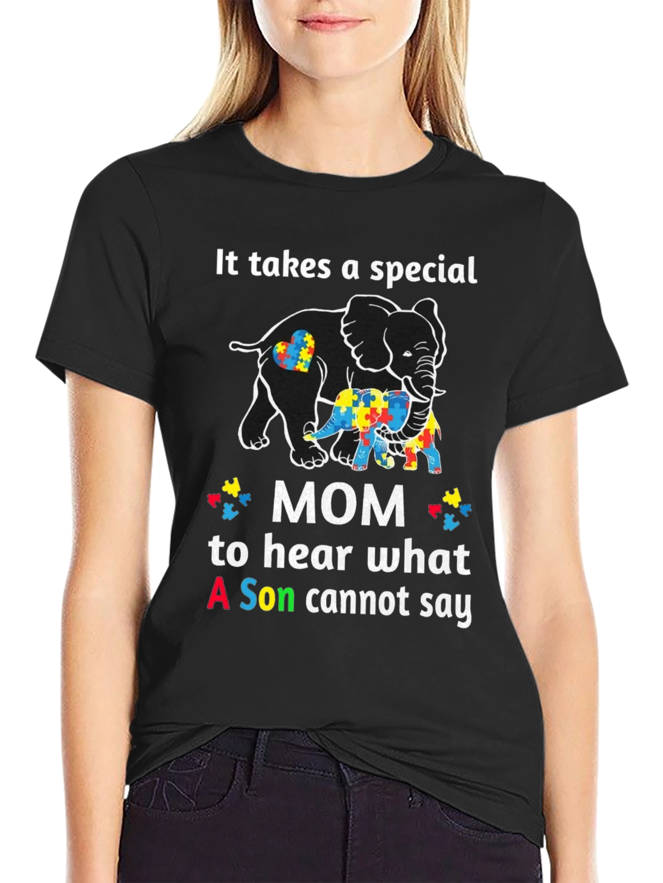 Autism Awareness Mom Elephant T-Shirt