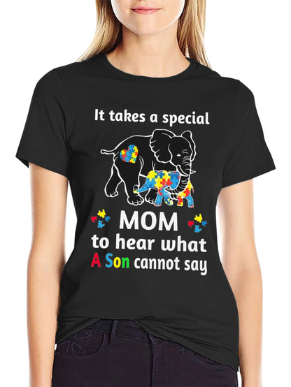 Autism Awareness Mom Elephant T-Shirt