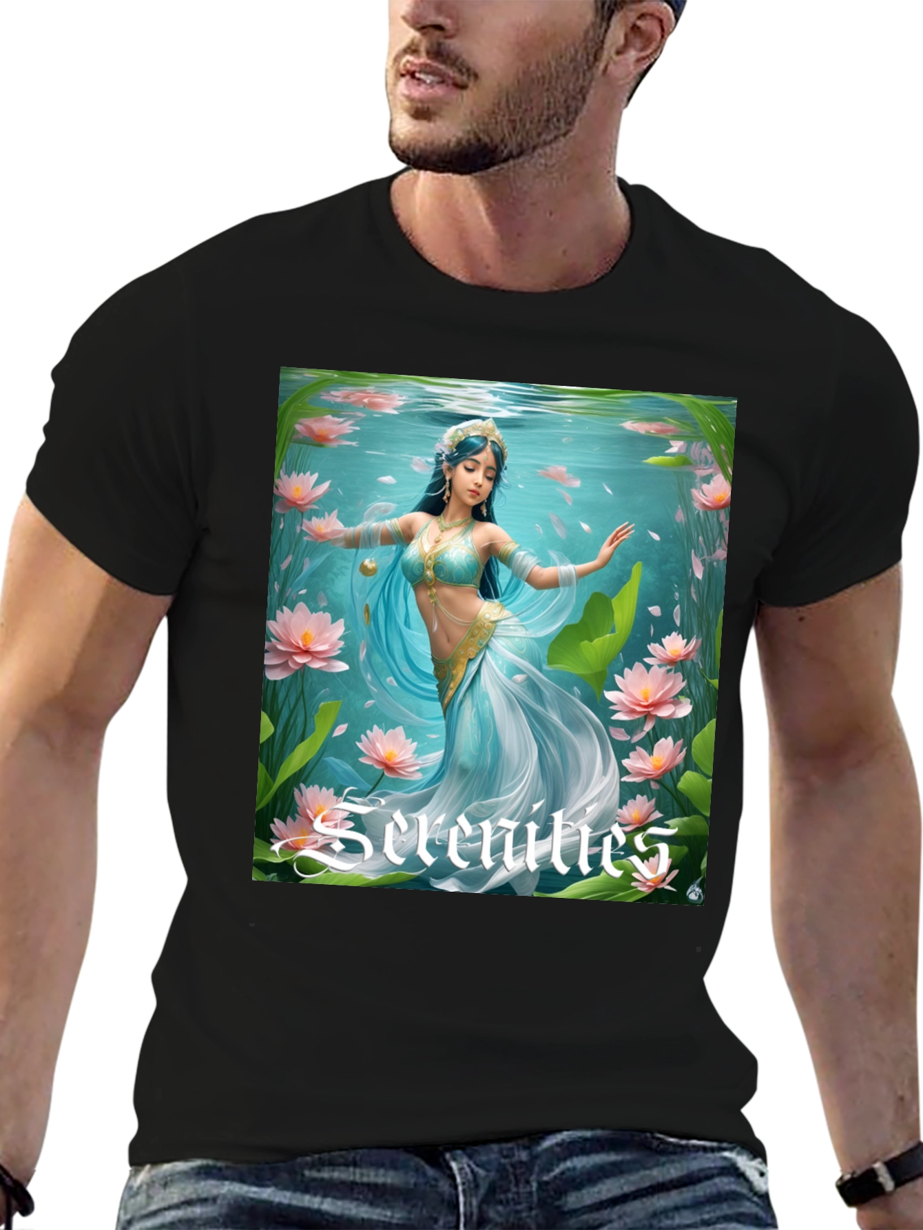 Serenities Graphic Tee - Elegant Water Nymph Design