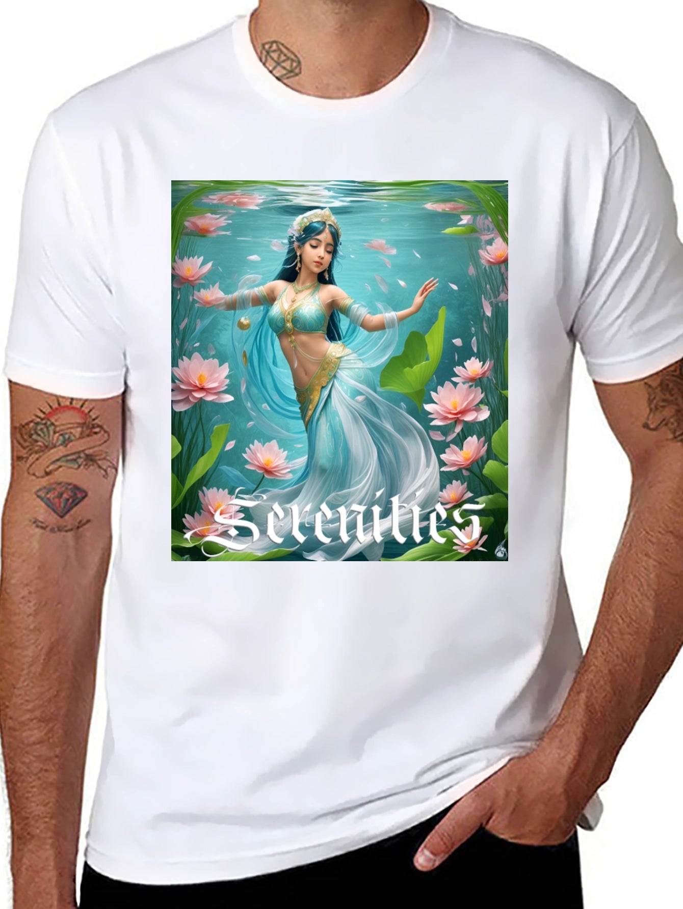 Serenities Graphic Tee - Elegant Water Nymph Design