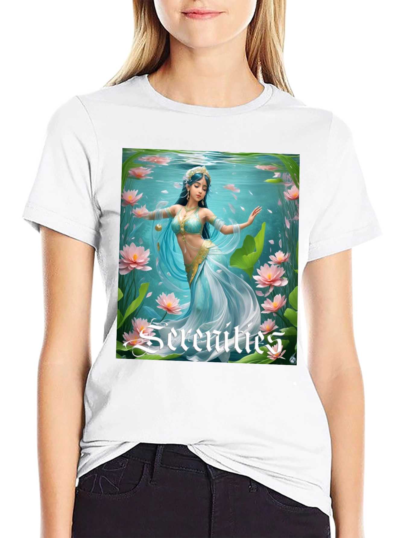 Serenities Graphic Tee - Elegant Water Nymph Design