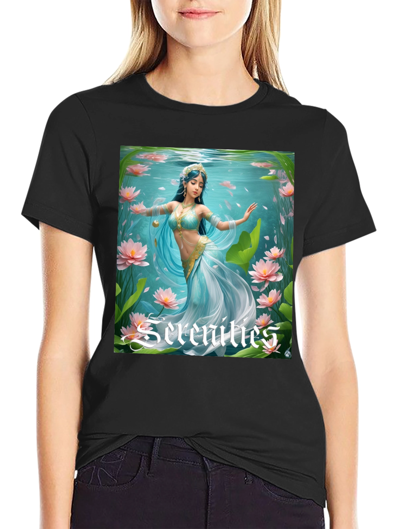 Serenities Graphic Tee - Elegant Water Nymph Design