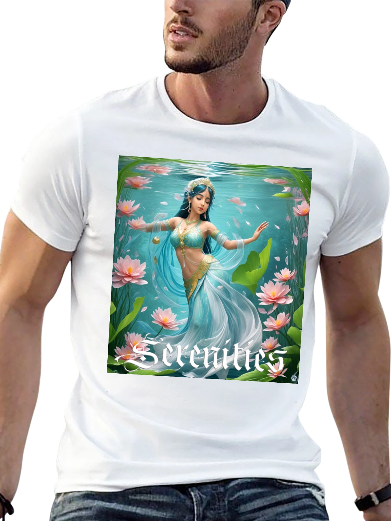 Serenities Graphic Tee - Elegant Water Nymph Design