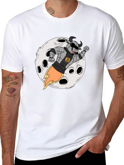 Bull Riding Rocket to the Moon T-Shirt