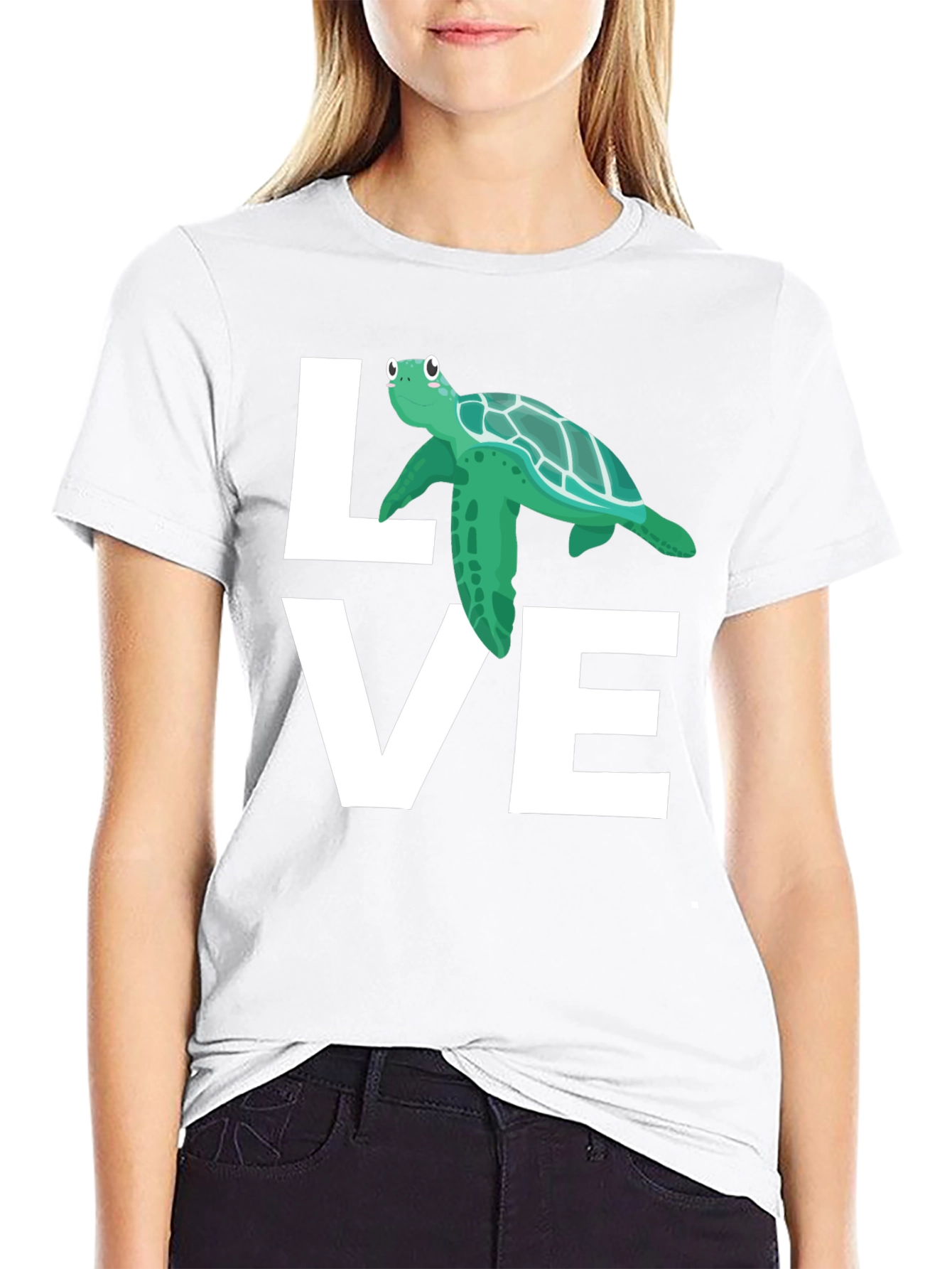 Love Turtle Graphic T-Shirt - Black