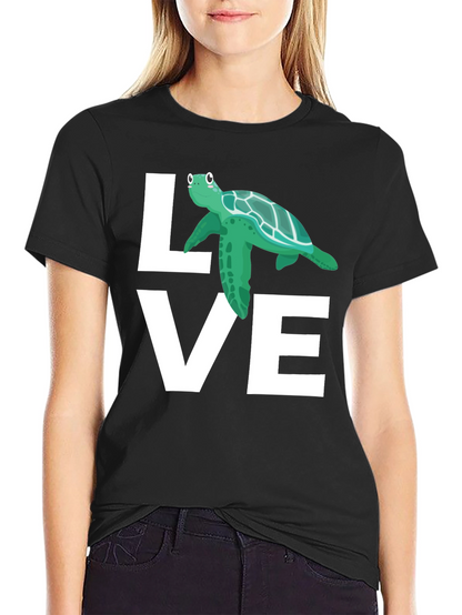 Love Turtle Graphic T-Shirt - Black