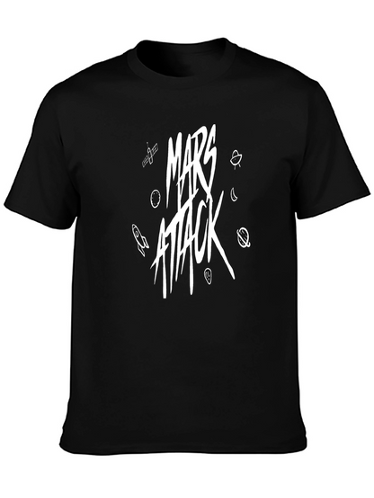 Mars Attack Graphic Print Black T-Shirt