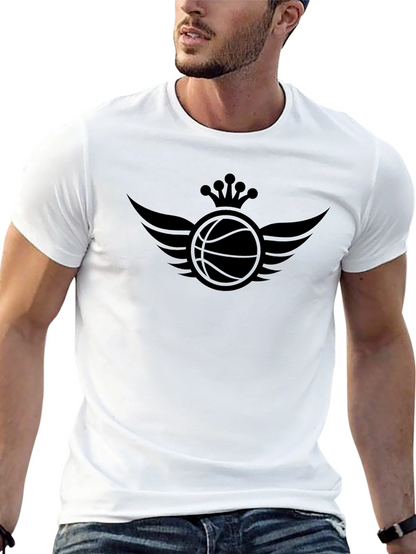 Winged Crown Basketball Graphic Tee - Stylish Mens T-Shirt