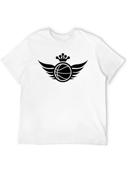 Winged Crown Basketball Graphic Tee - Stylish Mens T-Shirt