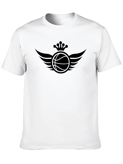 Winged Crown Basketball Graphic Tee - Stylish Mens T-Shirt