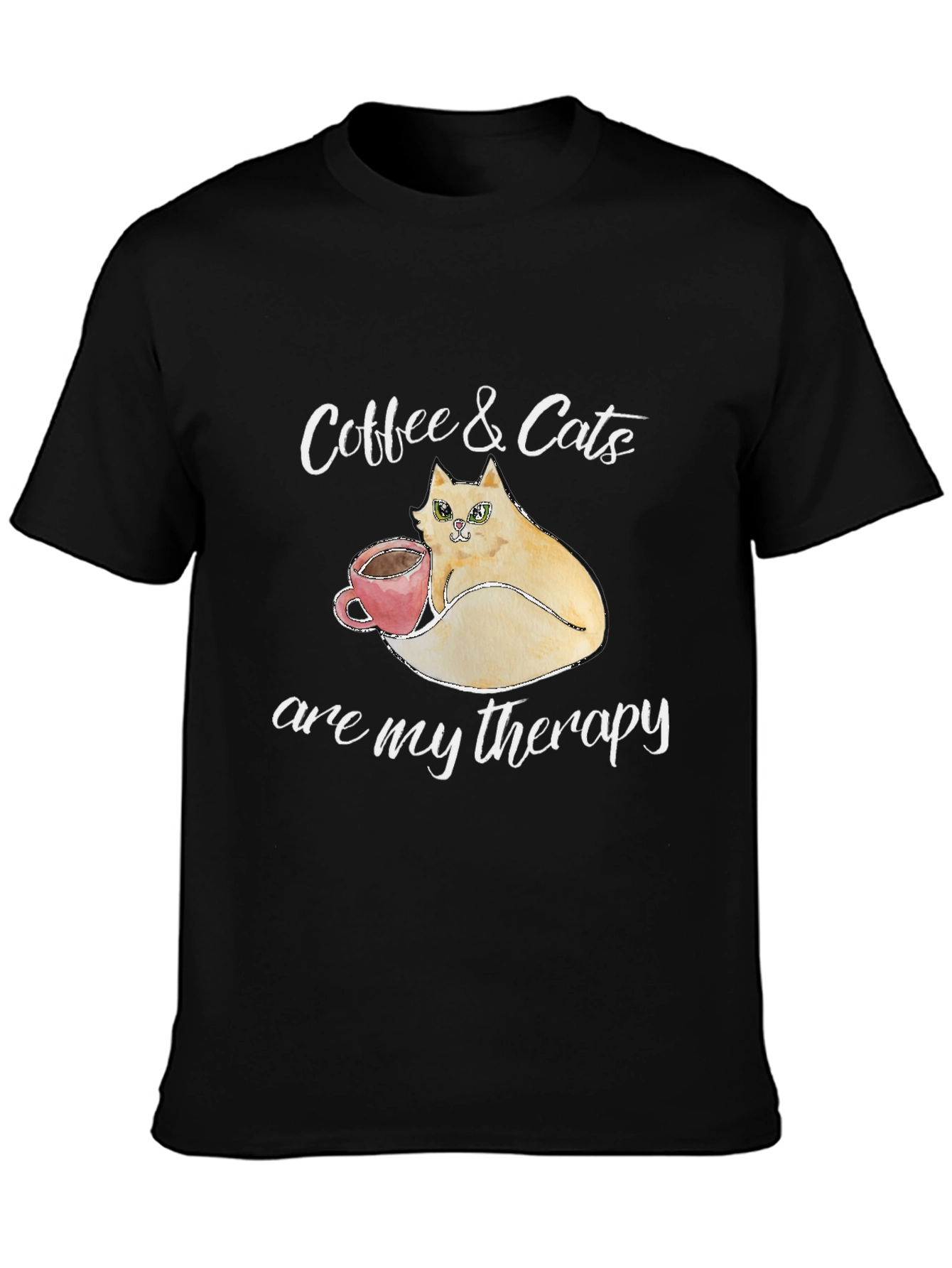 Coffee & Cats Therapy T-Shirt - Unique Design
