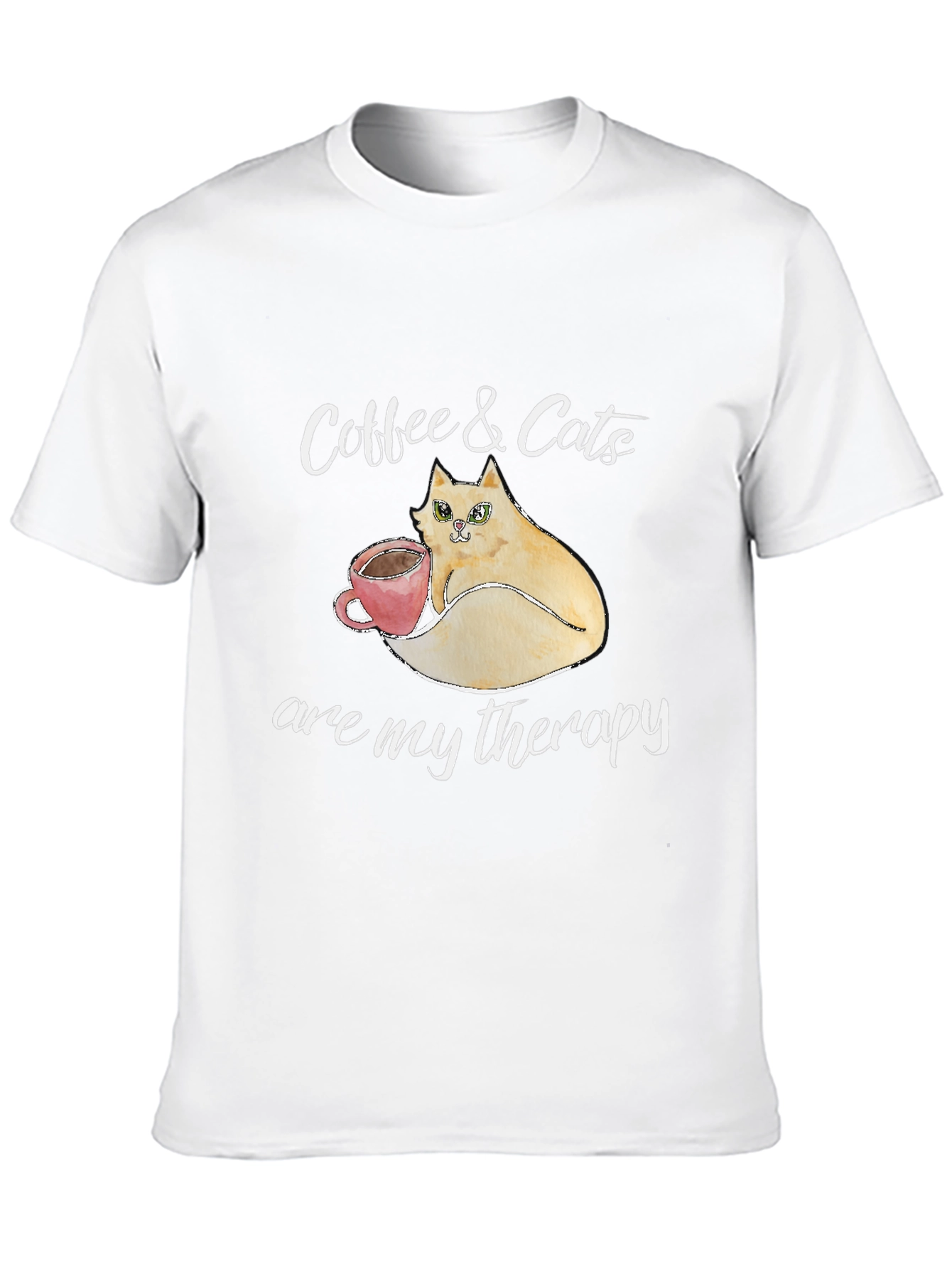 Coffee & Cats Therapy T-Shirt - Unique Design