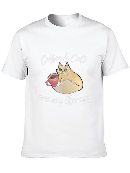 Coffee & Cats Therapy T-Shirt - Unique Design