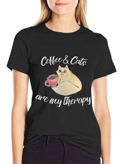 Coffee & Cats Therapy T-Shirt - Unique Design
