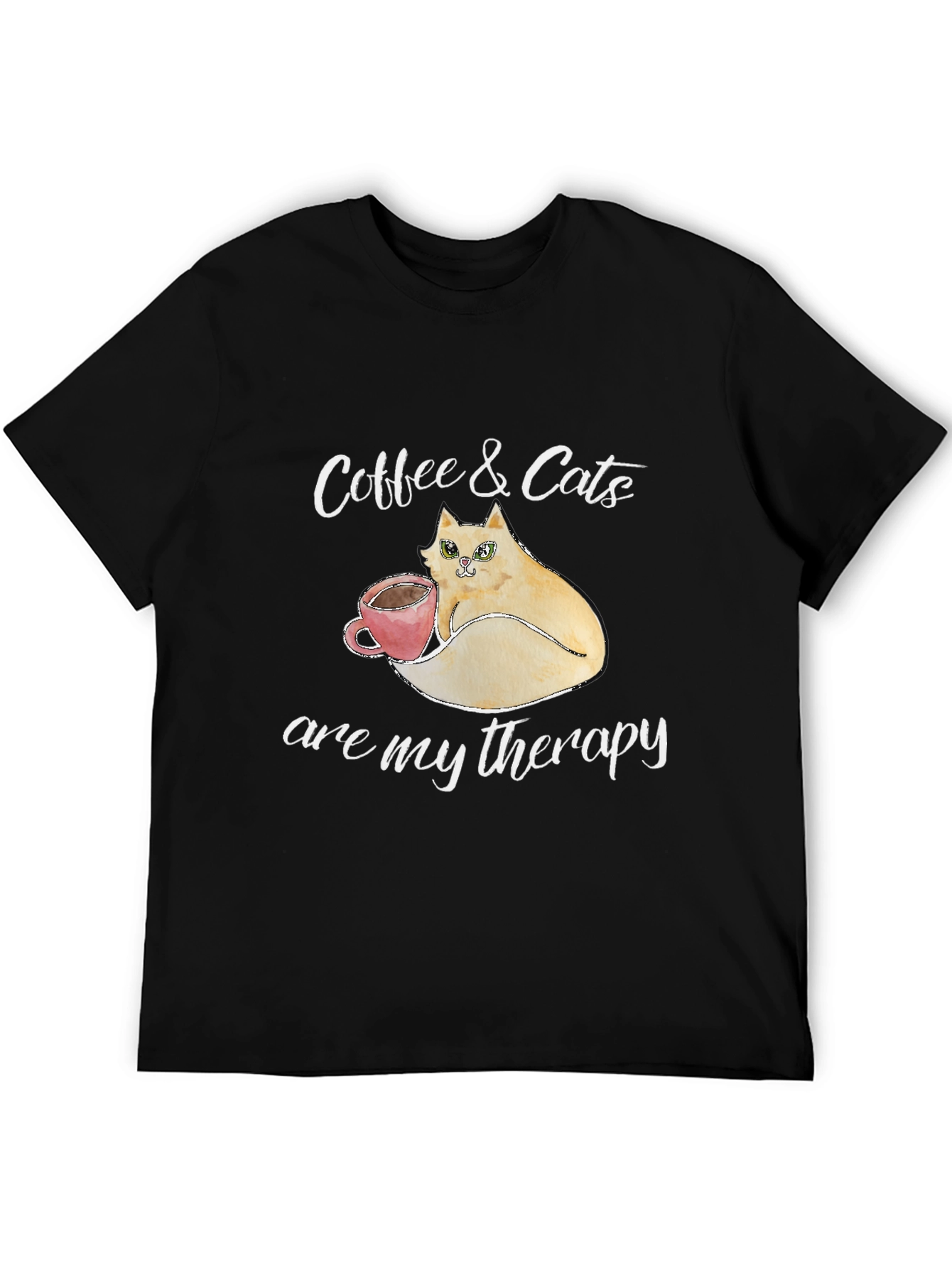 Coffee & Cats Therapy T-Shirt - Unique Design