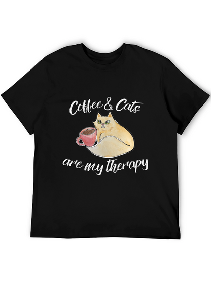 Coffee & Cats Therapy T-Shirt - Unique Design