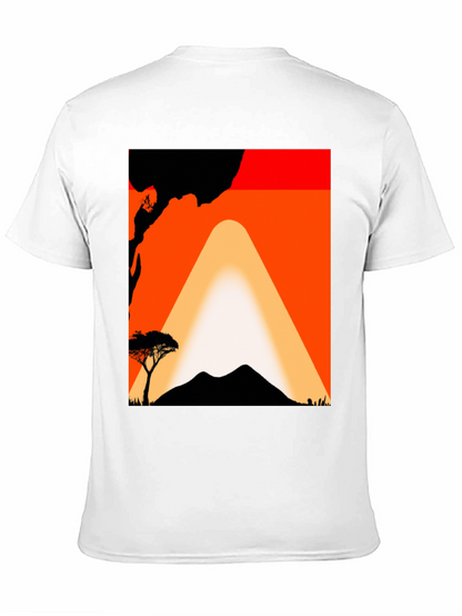Sunset Mountain Graphic Tee - Black Cotton T-Shirt