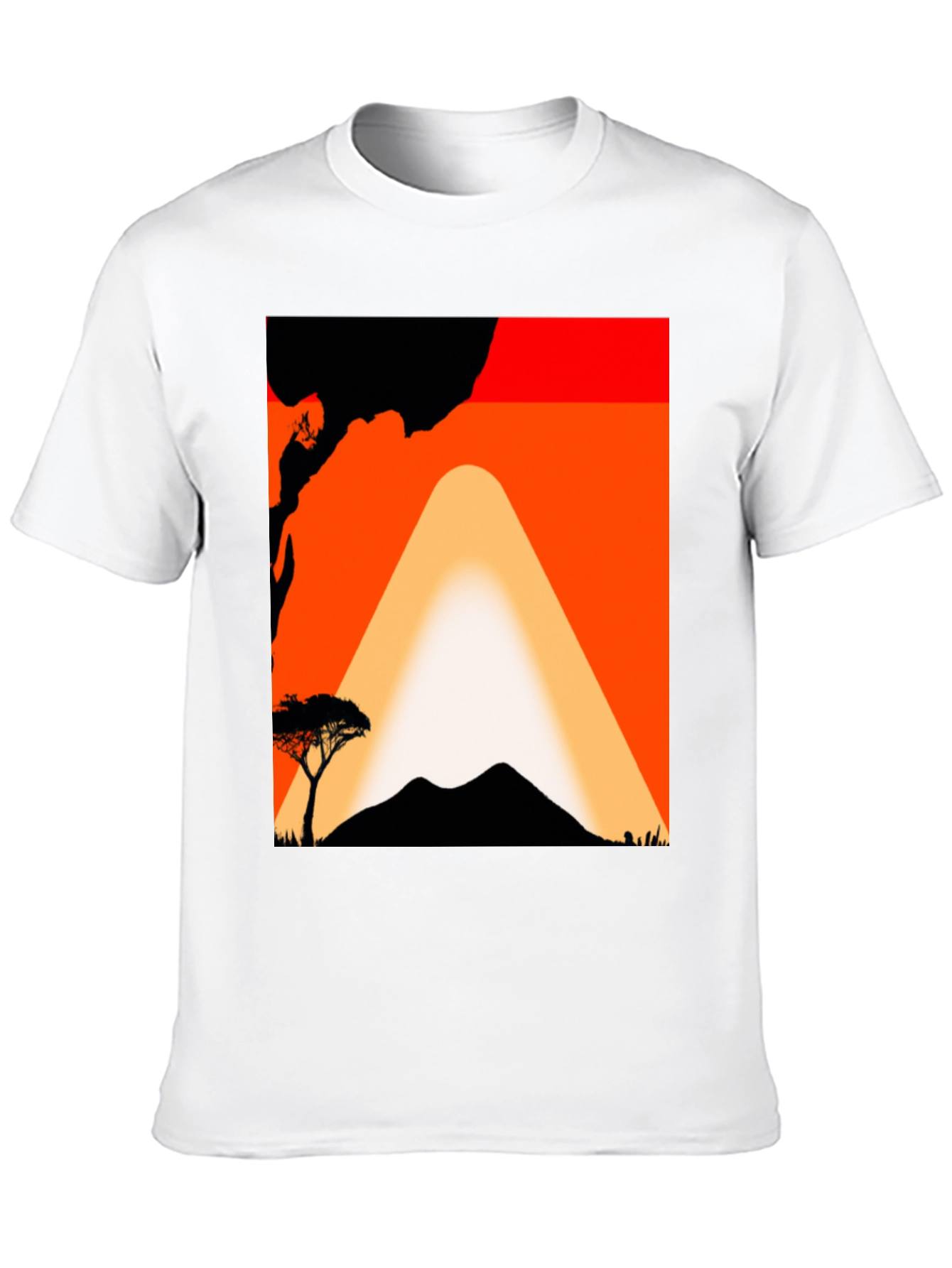 Sunset Mountain Graphic Tee - Black Cotton T-Shirt