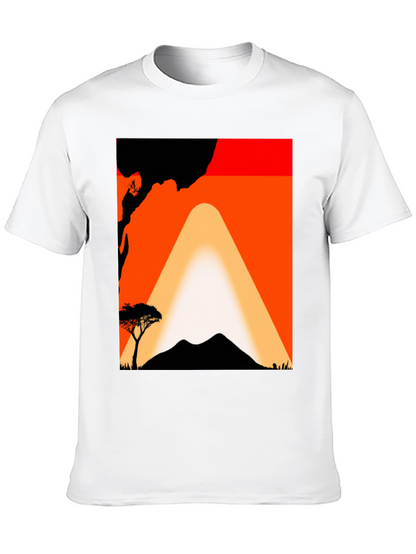 Sunset Mountain Graphic Tee - Black Cotton T-Shirt