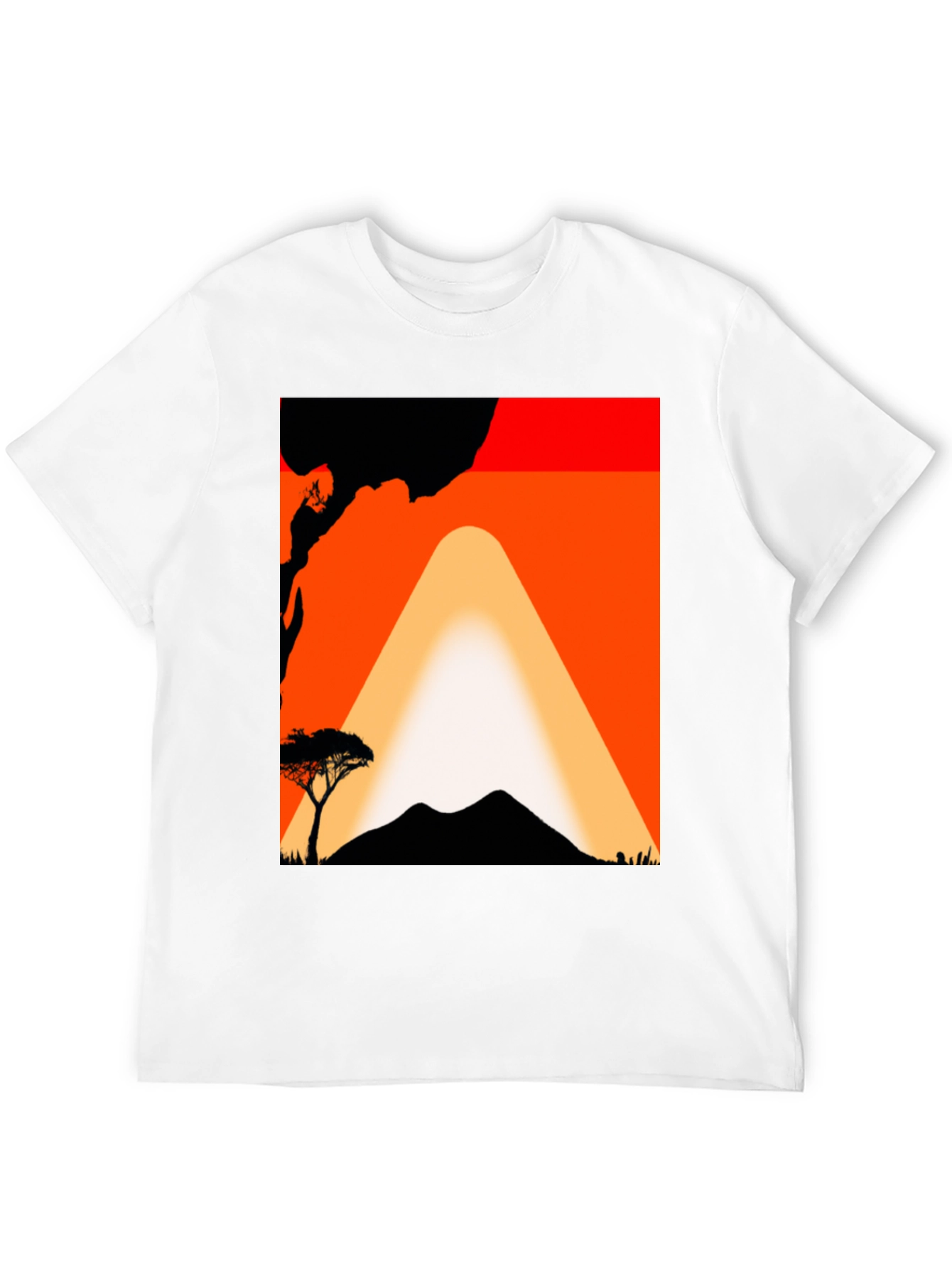 Sunset Mountain Graphic Tee - Black Cotton T-Shirt