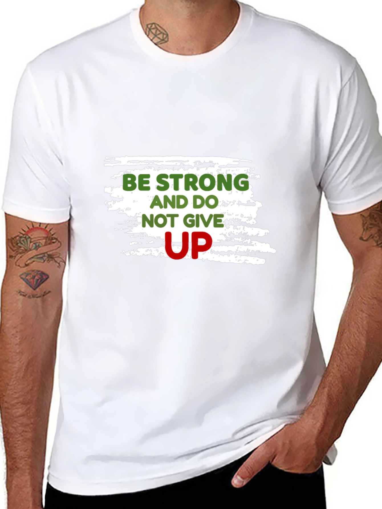 Motivational Black T-Shirt: Be Strong Dont Give Up