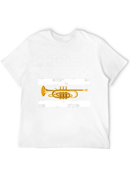 American Flag Trumpet T-Shirt Patriotic USA
