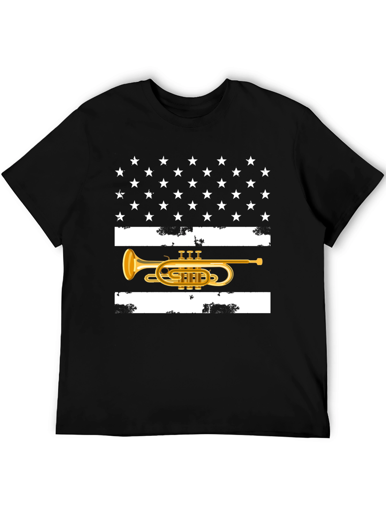 American Flag Trumpet T-Shirt Patriotic USA