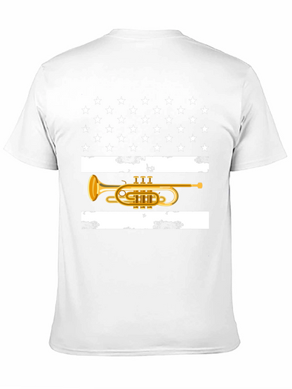 American Flag Trumpet T-Shirt Patriotic USA