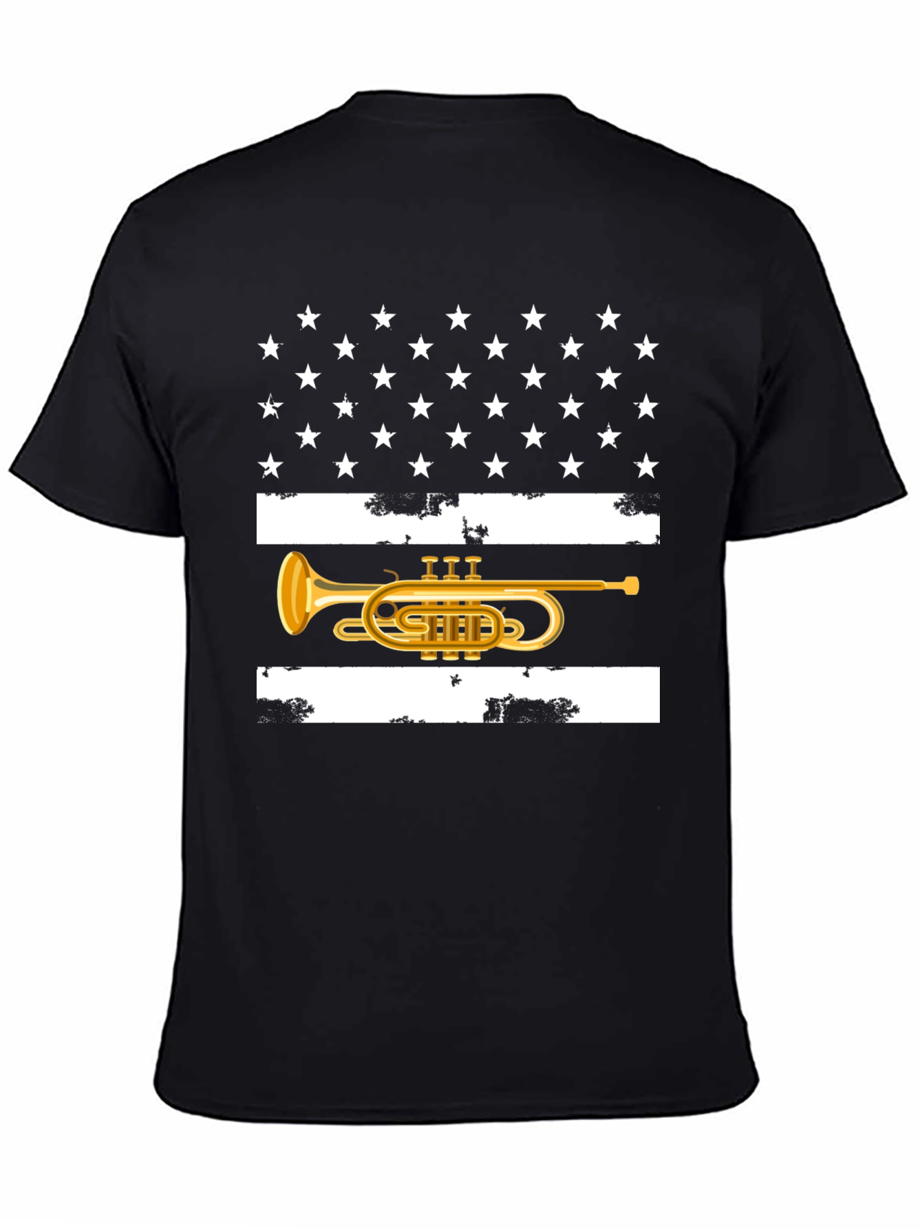 American Flag Trumpet T-Shirt Patriotic USA