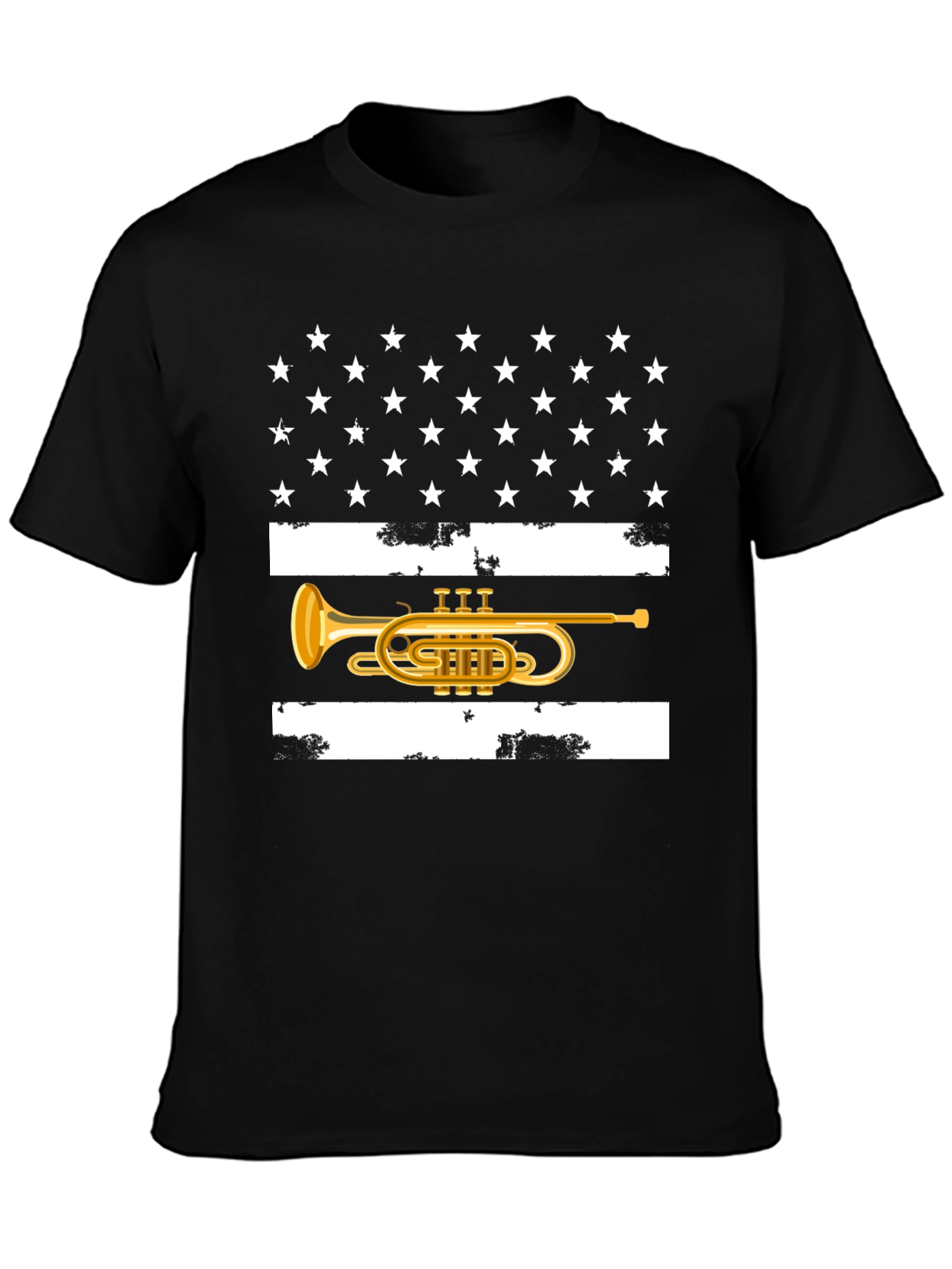American Flag Trumpet T-Shirt Patriotic USA