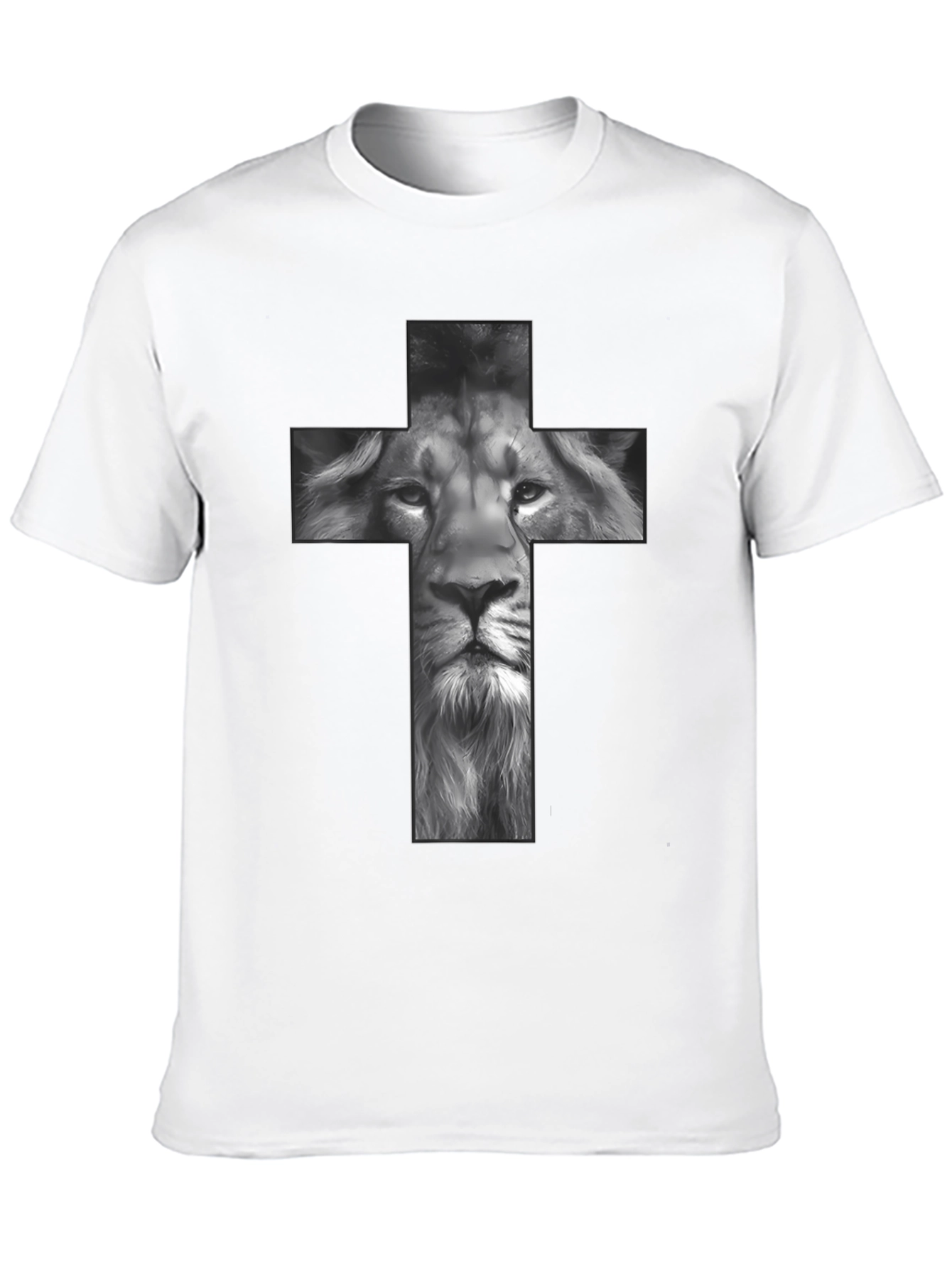 Lion Cross Graphic Tee - Black Religious T-Shirt