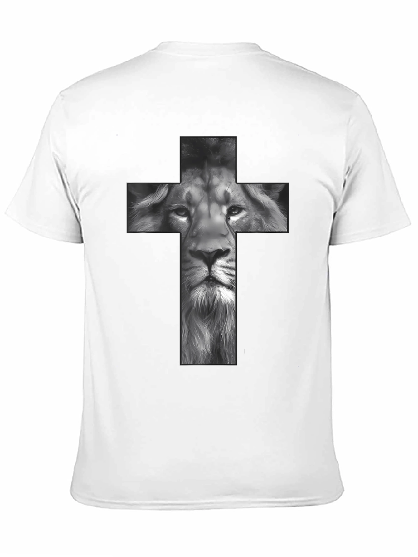 Lion Cross Graphic Tee - Black Religious T-Shirt