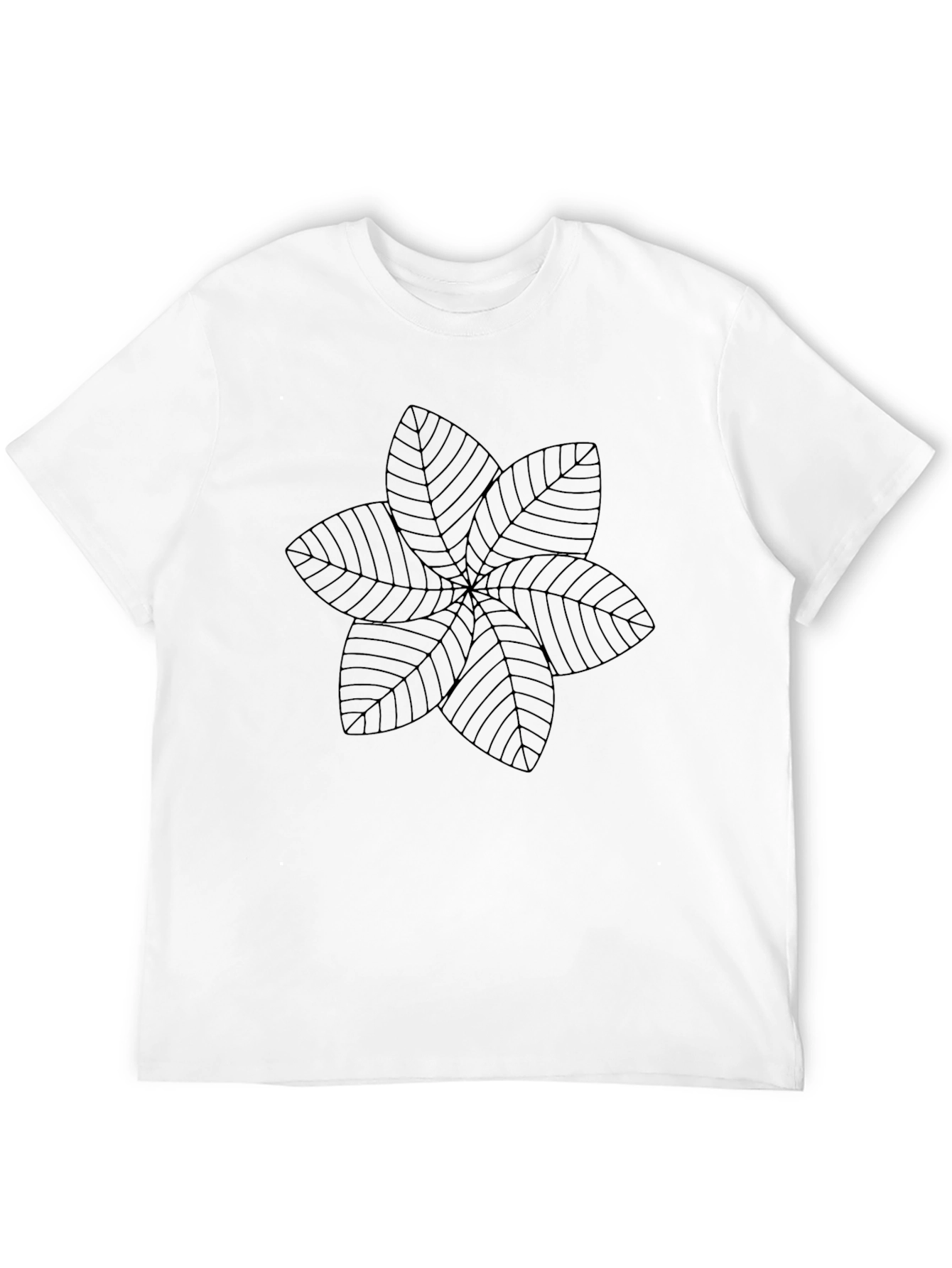 Black Leaf Pattern Tee - Modern Graphic Print